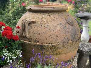 antique terracotta oil jar