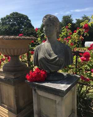 Cast Stone Roman Bust on Elizabethan Pedestal
