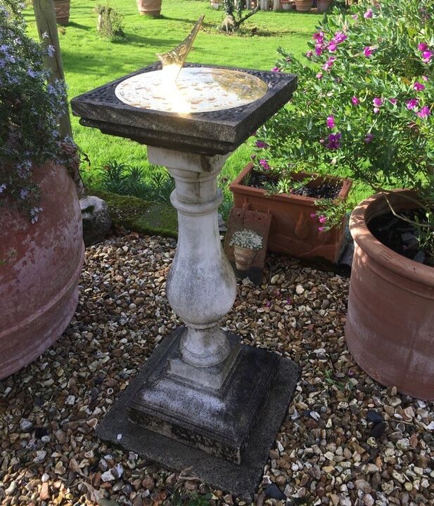 Baluster Sundial Plinth with Brass Dial &amp; Gnomon.jpg