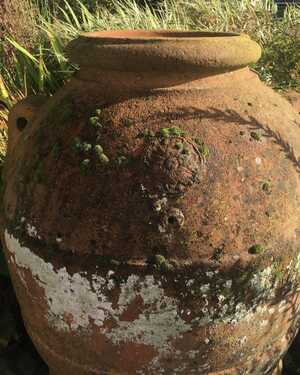 1800s Agestri Kiln Olive Jar close up 1800s Agestri Kiln Olive Jar close up