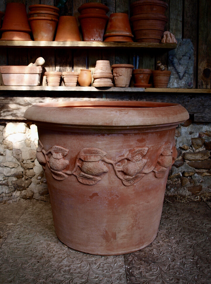 Teramico - Conca Limoni - Pot de fleurs en terre cuite italienne - Avec  pieds - Résistant au gel (25 cm)