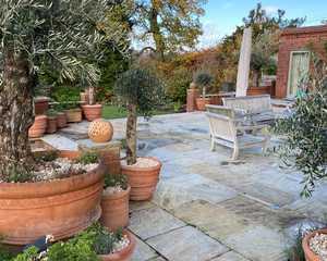 A collection of large terracotta pots